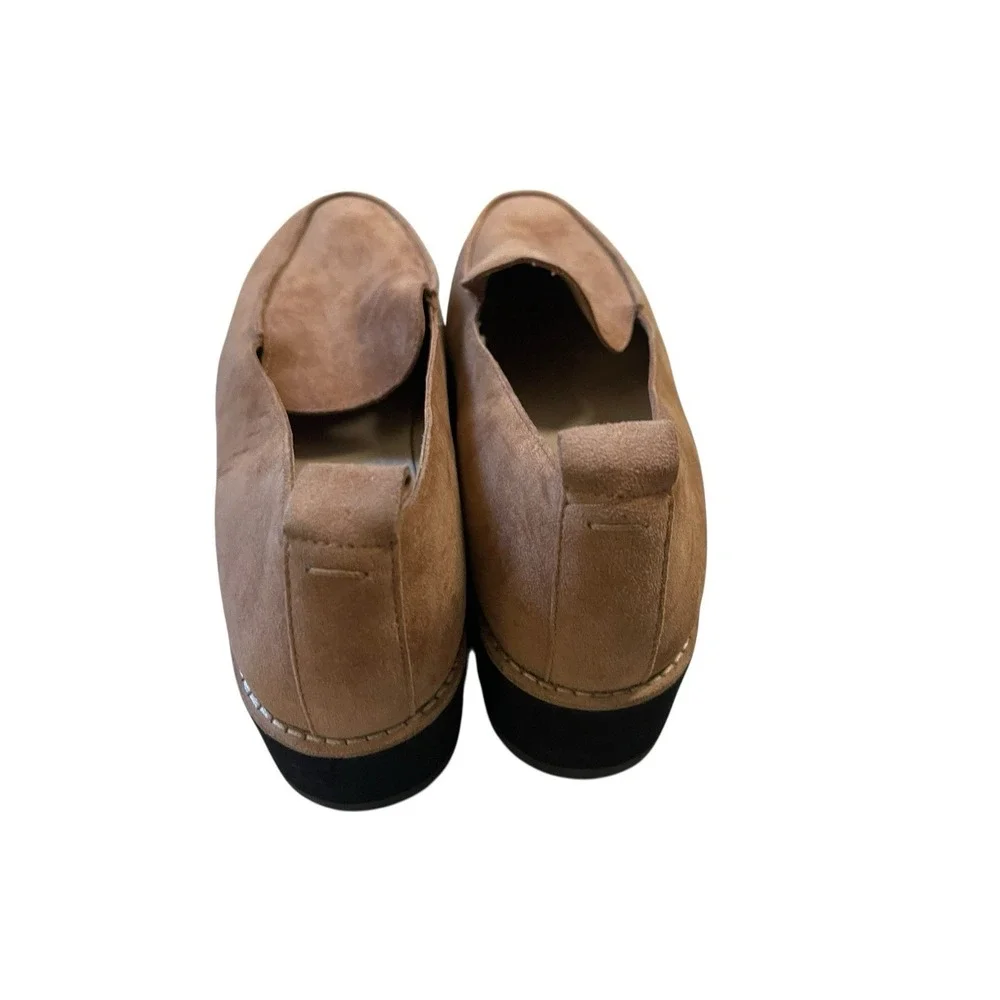 Eileen Fisher 8 Tan Ells Suede Platform Loafer Minimalist Staple Quiet Luxury
